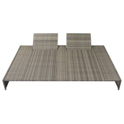 vidaXL Doppel-Sonnenliege mit Auflage Poly Rattan Grau