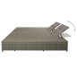 vidaXL Doppel-Sonnenliege mit Auflage Poly Rattan Grau vidaXL Doppel-Sonnenliege mit Auflage Poly Rattan Grau