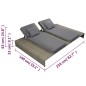 vidaXL Doppel-Sonnenliege mit Auflage Poly Rattan Grau vidaXL Doppel-Sonnenliege mit Auflage Poly Rattan Grau