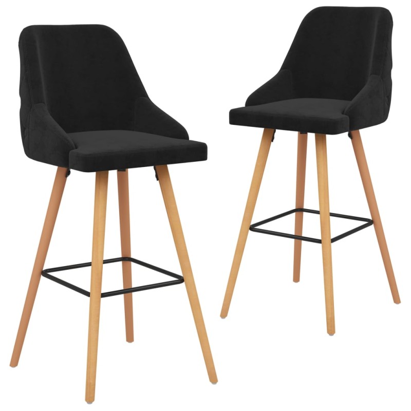vidaXL Barhocker 2 Stk. Schwarz Samt vidaXL Barhocker 2 Stk. Schwarz Samt