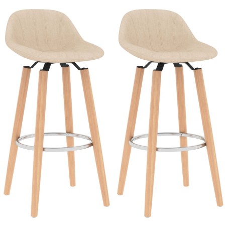 vidaXL Barhocker 2 Stk. Creme Stoff