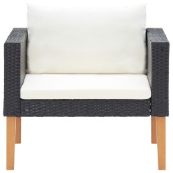 vidaXL 1-Sitzer-Gartensofa mit Auflagen Poly Rattan Schwarz