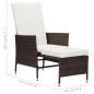 vidaXL Garten-Liegestuhl mit Auflagen Poly Rattan Braun vidaXL Garten-Liegestuhl mit Auflagen Poly Rattan Braun