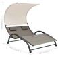 vidaXL Doppel-Sonnenliege mit Sonnendach Textilene Taupe vidaXL Doppel-Sonnenliege mit Sonnendach Textilene Taupe