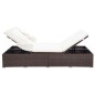 vidaXL 2-Personen-Sonnenliege mit Auflage Poly Rattan Braun vidaXL 2-Personen-Sonnenliege mit Auflage Poly Rattan Braun
