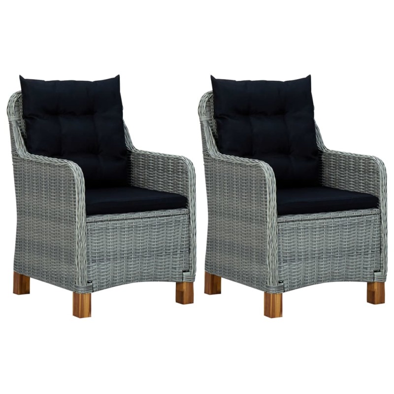 vidaXL Gartenstühle mit Kissen 2 Stk. Poly Rattan Hellgrau vidaXL Gartenstühle mit Kissen 2 Stk. Poly Rattan Hellgrau