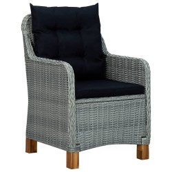 vidaXL Gartenstühle mit Kissen 2 Stk. Poly Rattan Hellgrau