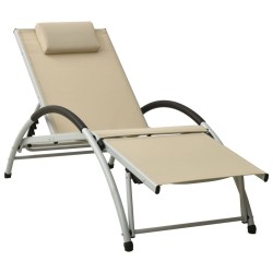 vidaXL Sonnenliege mit Kissen Textilene Creme