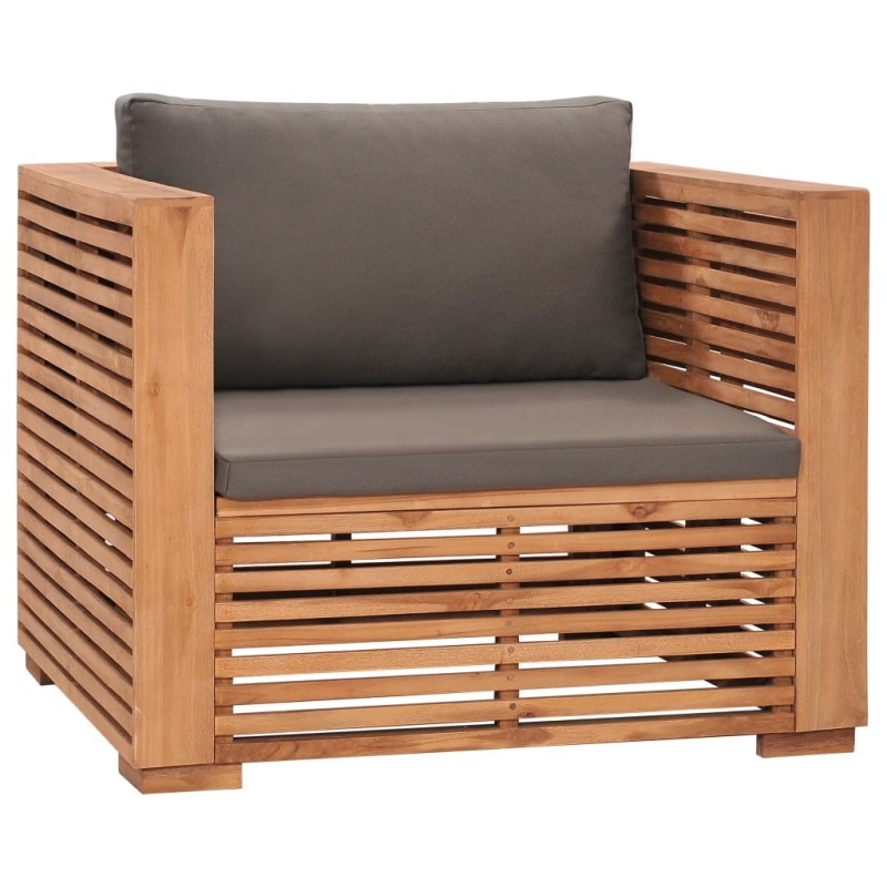 vidaXL Gartensessel mit Dunkelgrauen Kissen Massivholz Teak vidaXL Gartensessel mit Dunkelgrauen Kissen Massivholz Teak