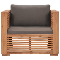 vidaXL Gartensessel mit Dunkelgrauen Kissen Massivholz Teak