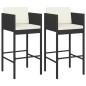 vidaXL Barhocker 2 Stk. mit Kissen Schwarz Poly Rattan vidaXL Barhocker 2 Stk. mit Kissen Schwarz Poly Rattan