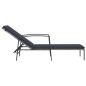 vidaXL Sonnenliegen 2 Stk. mit Tisch Poly Rattan Grau vidaXL Sonnenliegen 2 Stk. mit Tisch Poly Rattan Grau