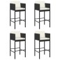 vidaXL Barhocker 4 Stk. mit Kissen Schwarz Poly Rattan vidaXL Barhocker 4 Stk. mit Kissen Schwarz Poly Rattan