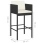 vidaXL Barhocker 4 Stk. mit Kissen Schwarz Poly Rattan vidaXL Barhocker 4 Stk. mit Kissen Schwarz Poly Rattan