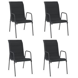 vidaXL Gartenstühle 4 Stk. Stahl und Textilene Schwarz