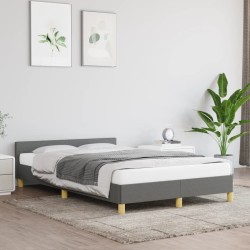 vidaXL Bettgestell mit Kopfteil Dunkelgrau 120x200 cm Stoff