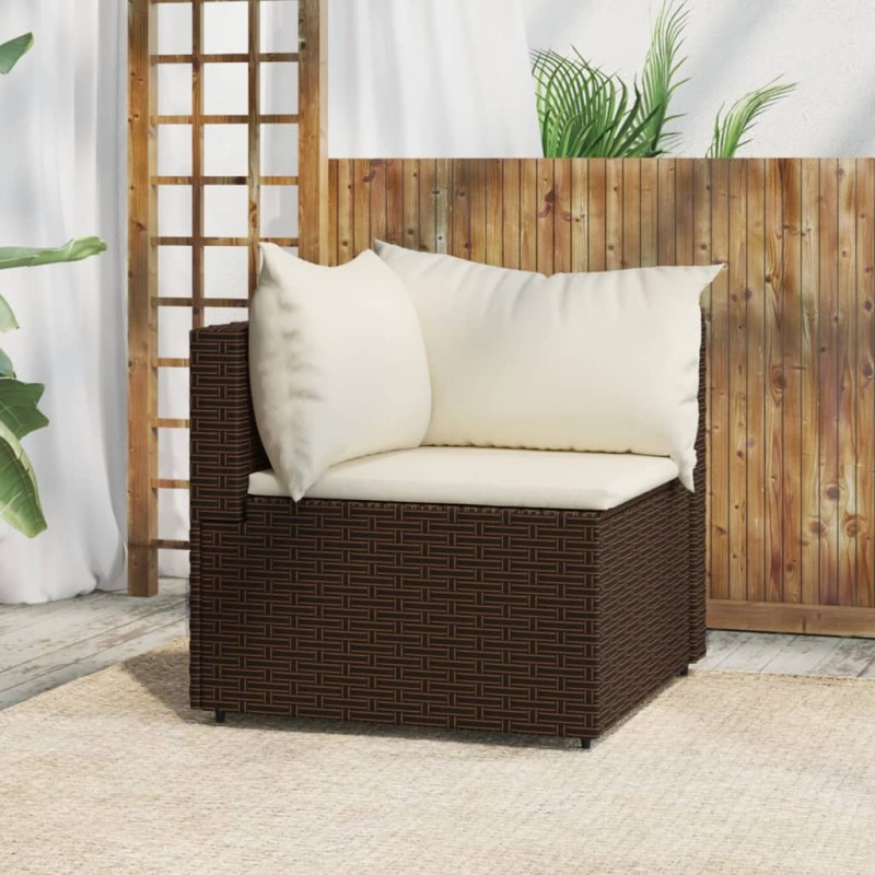 vidaXL Garten-Ecksofa mit Kissen Braun Poly Rattan vidaXL Garten-Ecksofa mit Kissen Braun Poly Rattan