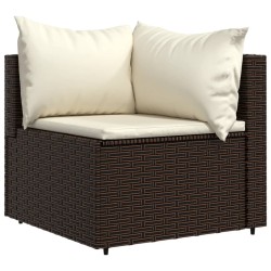 vidaXL Garten-Ecksofa mit Kissen Braun Poly Rattan