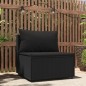 vidaXL Garten-Mittelsofa mit Kissen Schwarz Poly Rattan vidaXL Garten-Mittelsofa mit Kissen Schwarz Poly Rattan