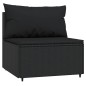 vidaXL Garten-Mittelsofa mit Kissen Schwarz Poly Rattan vidaXL Garten-Mittelsofa mit Kissen Schwarz Poly Rattan
