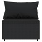 vidaXL Garten-Mittelsofa mit Kissen Schwarz Poly Rattan vidaXL Garten-Mittelsofa mit Kissen Schwarz Poly Rattan