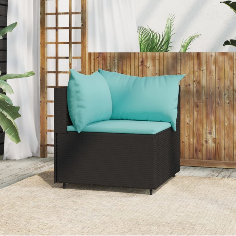 vidaXL Garten-Ecksofa mit Kissen Schwarz Poly Rattan vidaXL Garten-Ecksofa mit Kissen Schwarz Poly Rattan
