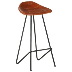 vidaXL Barhocker 2 Stk. Braun Echtleder 
