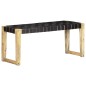 vidaXL Bank 110 cm Schwarz Echtleder und Massivholz Mango vidaXL Bank 110 cm Schwarz Echtleder und Massivholz Mango