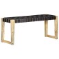vidaXL Bank 110 cm Schwarz Echtleder und Massivholz Mango vidaXL Bank 110 cm Schwarz Echtleder und Massivholz Mango