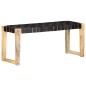 vidaXL Bank 110 cm Schwarz Echtleder und Massivholz Mango vidaXL Bank 110 cm Schwarz Echtleder und Massivholz Mango