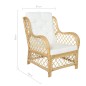 vidaXL Sessel mit Kissen Natürliches Rattan und Leinen vidaXL Sessel mit Kissen Natürliches Rattan und Leinen