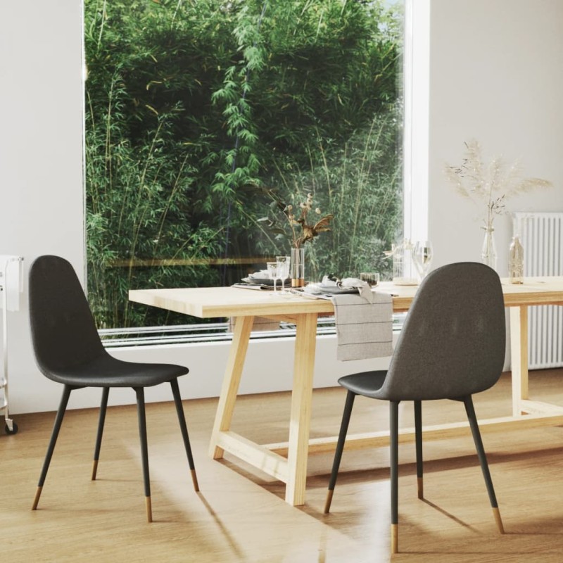 vidaXL Esszimmerstühle 2 Stk. Dunkelgrau Stoff vidaXL Esszimmerstühle 2 Stk. Dunkelgrau Stoff