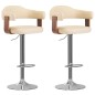 vidaXL Barhocker 2 Stk. Creme Bugholz und Kunstleder