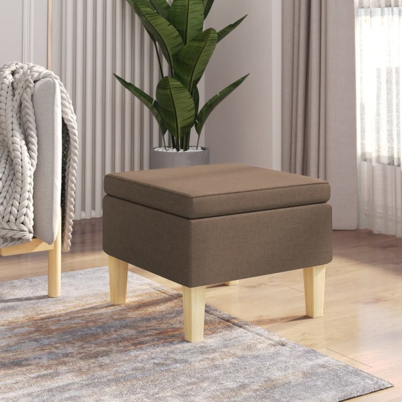 vidaXL Hocker mit Holzbeinen Braun Stoff vidaXL Hocker mit Holzbeinen Braun Stoff