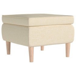 vidaXL Hocker mit Holzbeinen Creme Stoff