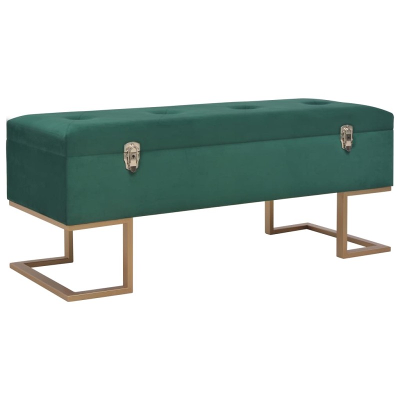 vidaXL Bank mit Staufach 105 cm Grün Samt vidaXL Bank mit Staufach 105 cm Grün Samt