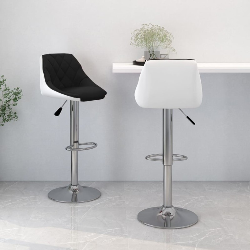vidaXL Barhocker 2 Stk. Schwarz und Weiß Kunstleder vidaXL Barhocker 2 Stk. Schwarz und Weiß Kunstleder