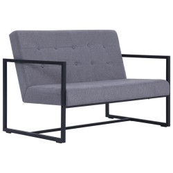 vidaXL 2-Sitzer-Sofa mit Armlehnen Hellgrau Stahl und Stoff