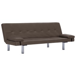 vidaXL Schlafsofa mit 2 Kissen Kunstleder Ausziehbar Braun
