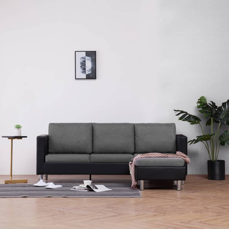 vidaXL 3-Sitzer-Sofa mit Kissen Schwarz Kunstleder vidaXL 3-Sitzer-Sofa mit Kissen Schwarz Kunstleder