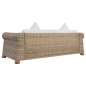 vidaXL 3-Sitzer-Sofa mit Kissen Natur Rattan vidaXL 3-Sitzer-Sofa mit Kissen Natur Rattan