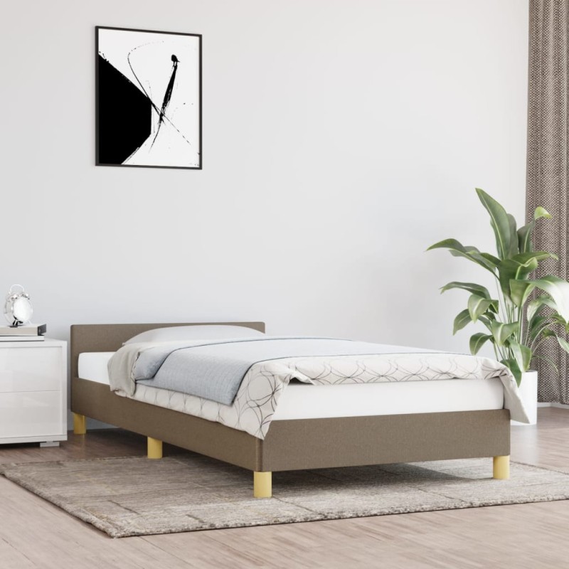Bettgestell mit Kopfteil Taupe 80x200 cm Stoff Bettgestell mit Kopfteil Taupe 80x200 cm Stoff
