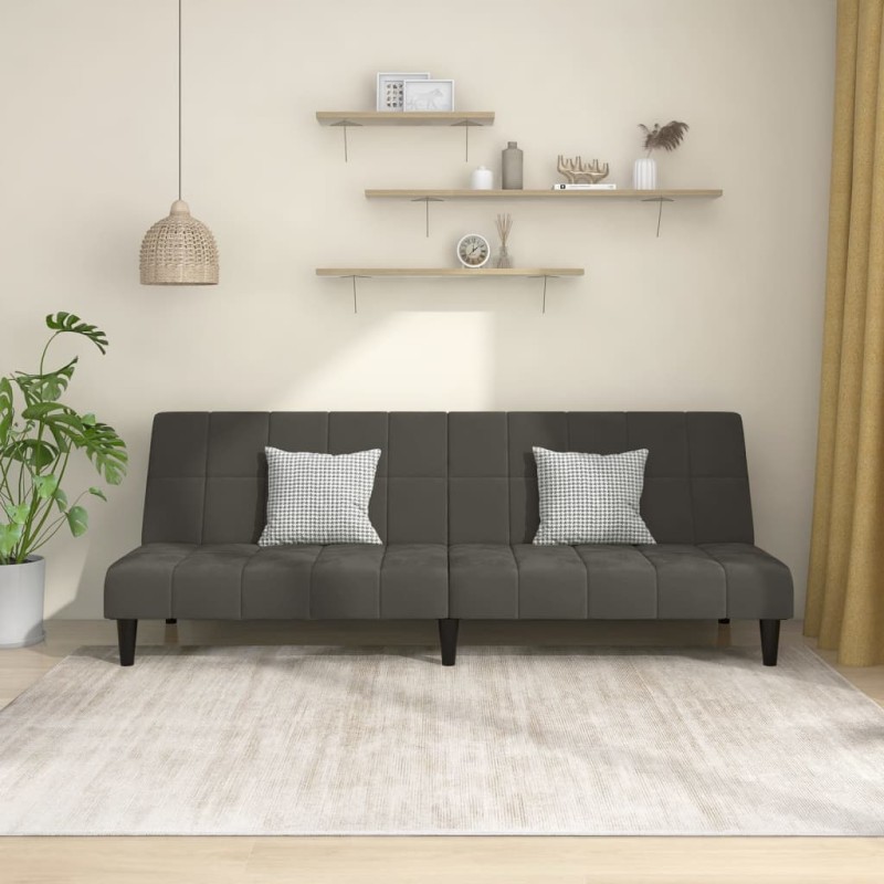 vidaXL Schlafsofa 2-Sitzer Dunkelgrau Samt vidaXL Schlafsofa 2-Sitzer Dunkelgrau Samt