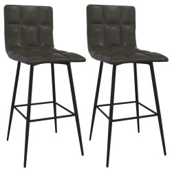 vidaXL Barhocker 2 Stk. Grau Kunstleder