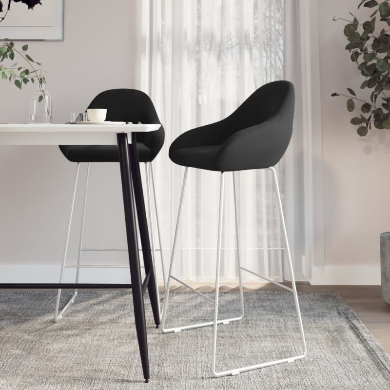 vidaXL Barhocker 2 Stk. Schwarz Samt vidaXL Barhocker 2 Stk. Schwarz Samt