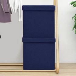 vidaXL Hocker mit Stauraum 2 Stk. Blau Leinenoptik