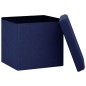 vidaXL Hocker mit Stauraum 2 Stk. Blau Leinenoptik vidaXL Hocker mit Stauraum 2 Stk. Blau Leinenoptik