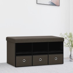 vidaXL Faltbank mit Stauraum Dunkelbraun 76x38x38 cm Leinenoptik