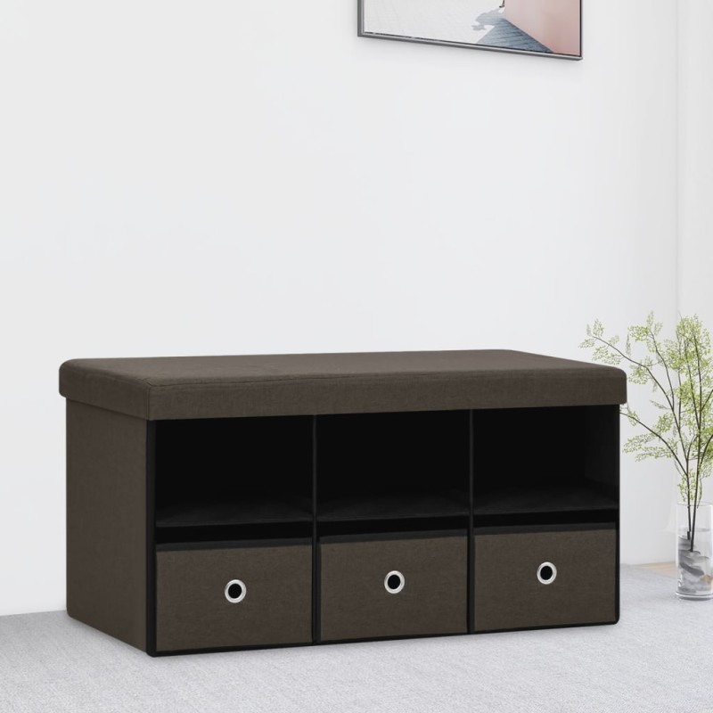 vidaXL Faltbank mit Stauraum Dunkelbraun 76x38x38 cm Leinenoptik vidaXL Faltbank mit Stauraum Dunkelbraun 76x38x38 cm Leinenoptik