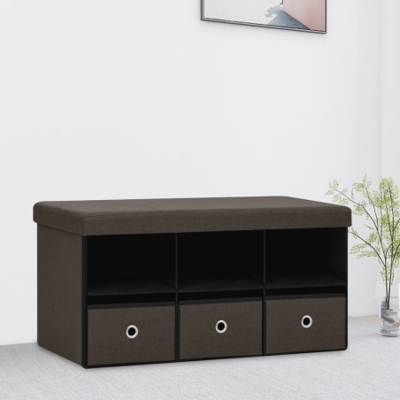 vidaXL Faltbank mit Stauraum Dunkelbraun 76x38x38 cm Leinenoptik